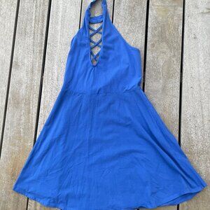 Royal Blue Express Halter Mini Dress - size medium